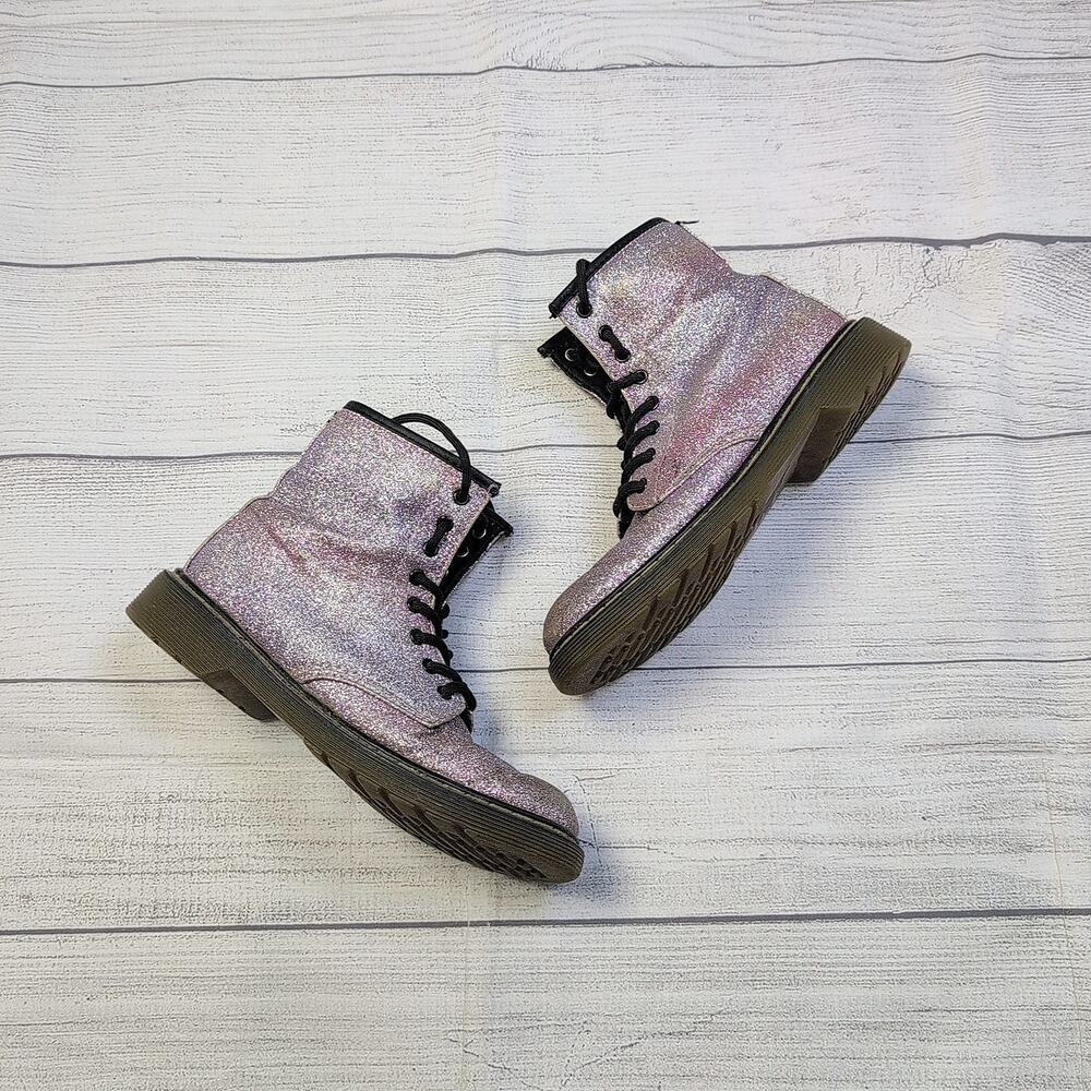 3 Dr. Martens Purple Glitter Delaney Boots